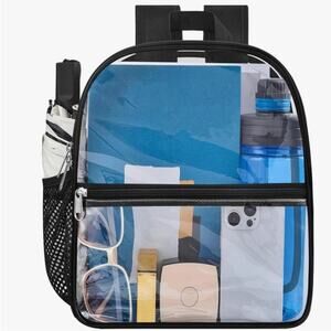 Transparent Clear Backpack with Black Accents Stadium Bag